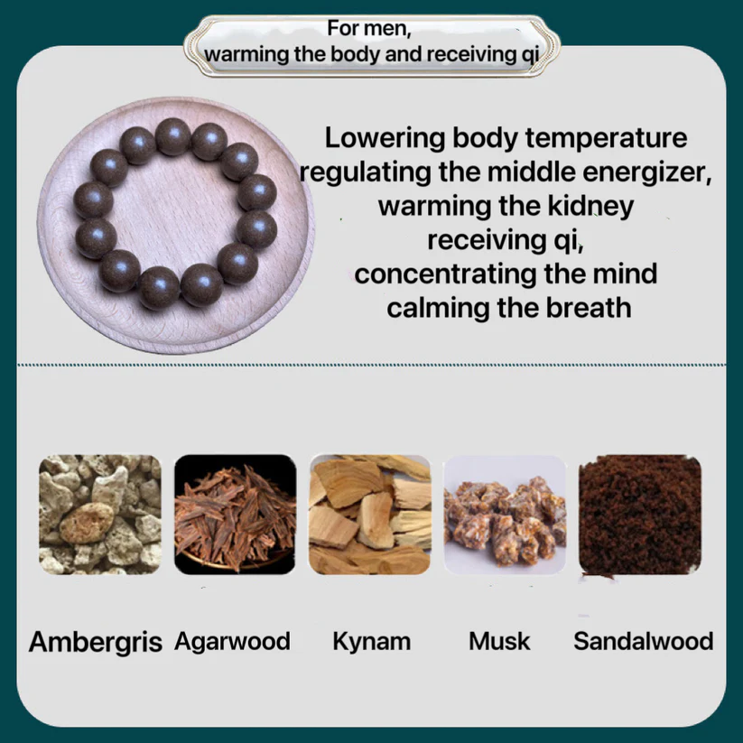 Ancient Handmade herbal medicine bracelet Incense Beads with Multiple Efficacy:Sleep Aid,Stress Relief,Emotional Stability