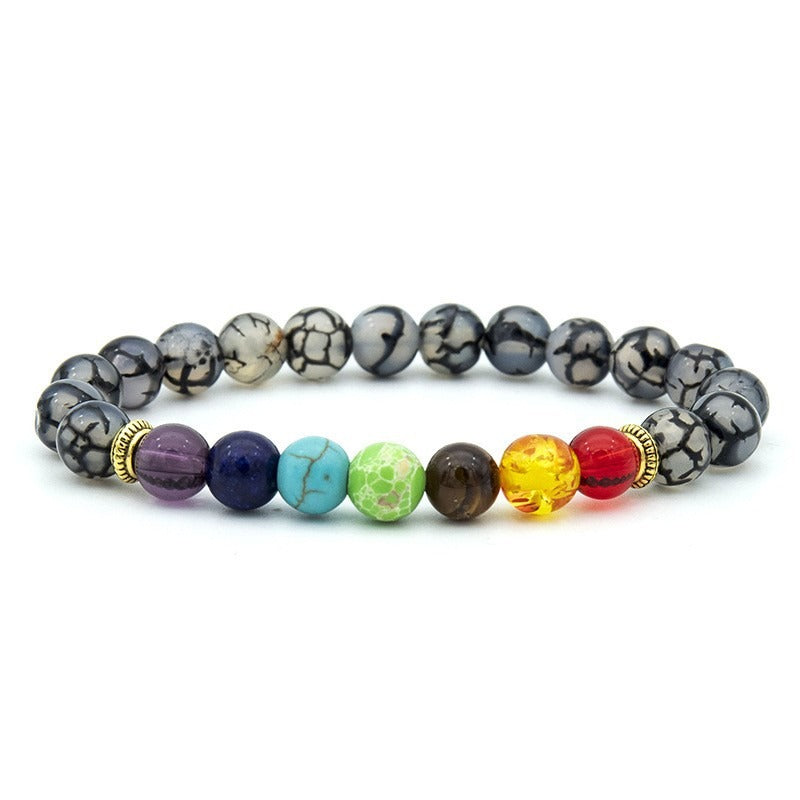 Colorful natural volcano handmade beaded natural tiger eye stone bracelet, which contains the properties of fire and earth