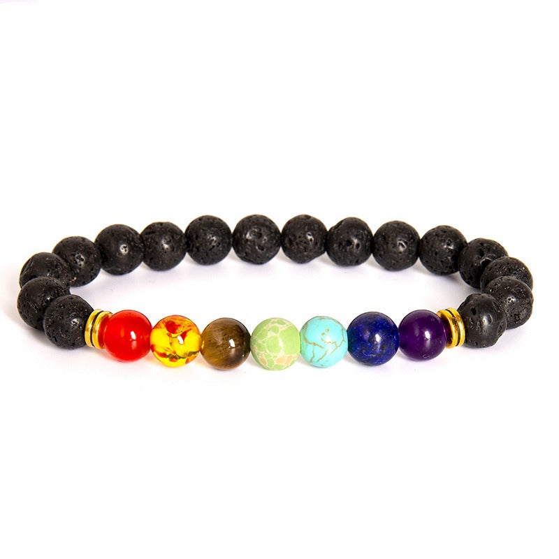 Colorful natural volcano handmade beaded natural tiger eye stone bracelet, which contains the properties of fire and earth