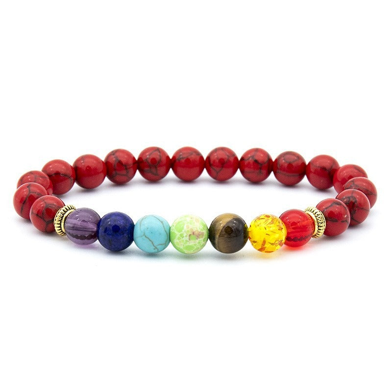 Colorful natural volcano handmade beaded natural tiger eye stone bracelet, which contains the properties of fire and earth